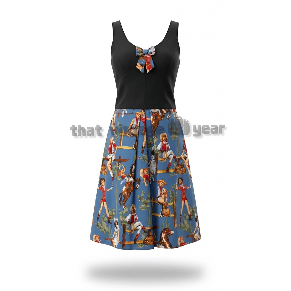 Unique Vintage Rock Steady Retro Western Pin Up Dress, Cowgirl XL $195 - Picture 8 of 10